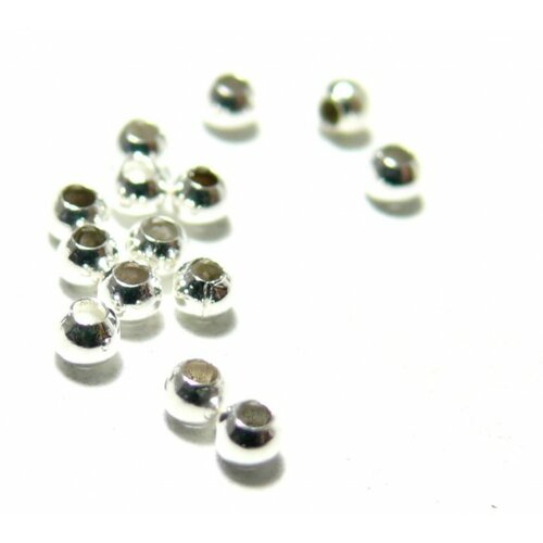 Ps110110459 pax 200 perles intercalaires billes 4mm cuivre couleur argent vif