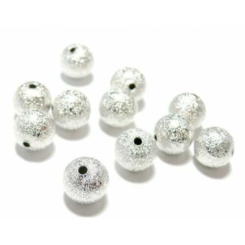 Ps1101256 pax 50 perles intercalaires stardust granitees paillettes 6mm cuivre couleur argent vif