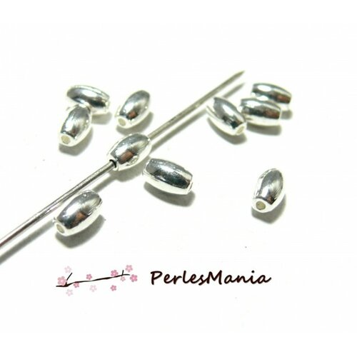 Ps1194815 pax 50 perles intercalaires tubes oblong metal couleur argent vif