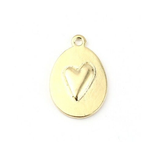 Ps11696333 pax 5 pendentifs médaillons coeur métal coloris doré, saint valentin, fête des mères