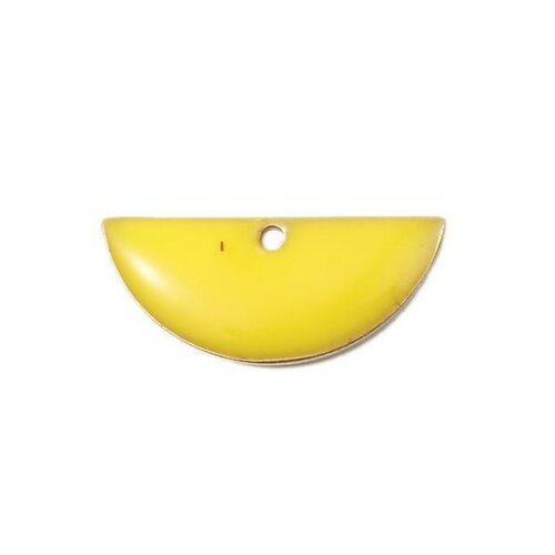 Ps110140795 pax 5 sequins médaillons résine style émaillés biface demi cercle jaune 18 par 8mm