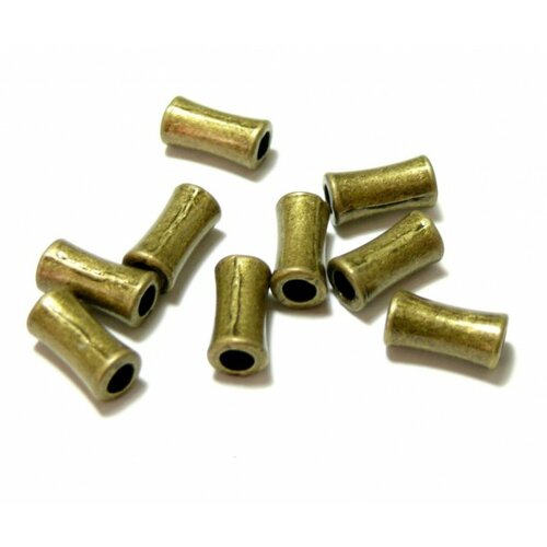 Ps1128624 pax 25 perles intercalaires tube, colonne 11mm metal couleur bronze
