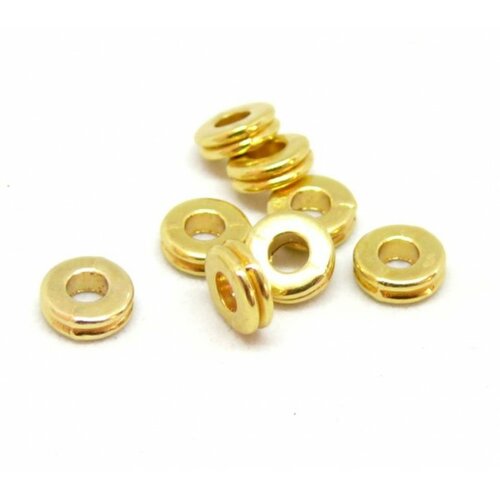 Ps110080027 pax 50 perles intercalaires rondelles 6mm metal couleur doré
