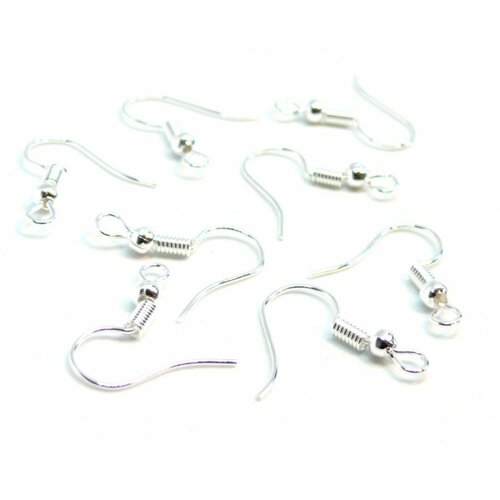 Ps1100553 pax 100 boucles d'oreille crochets métal couleur argent vif