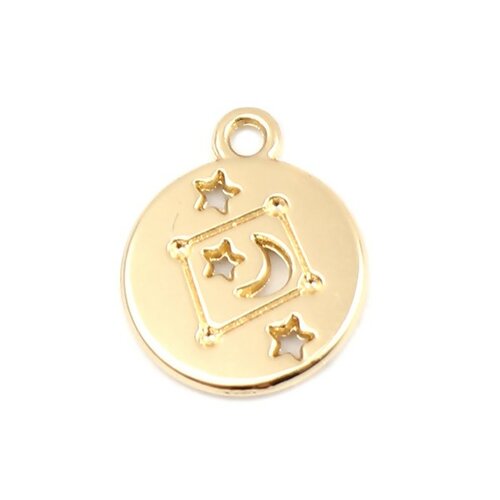 Ps11652698 pax 5 pendentifs médaillon signe du zodiaque verseau constellations métal coloris doré