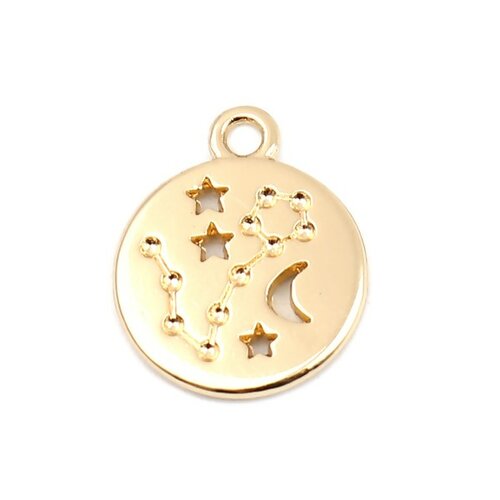 Ps11652706 pax 5 pendentifs médaillon signe du zodiaque poisson constellations métal coloris doré