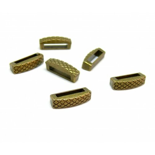 H116433ab pax de 20 pendentifs perles intercalaires slide rectangle strié métal coloris bronze