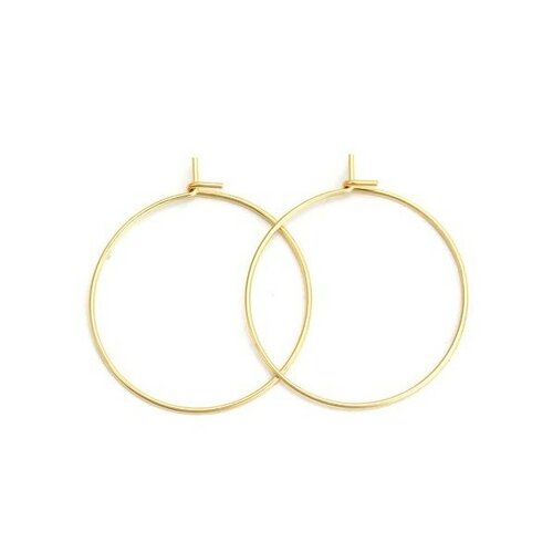 Hr112037a pax 4 boucles d'oreilles créoles tige 25mm laiton plaqué or 18kt