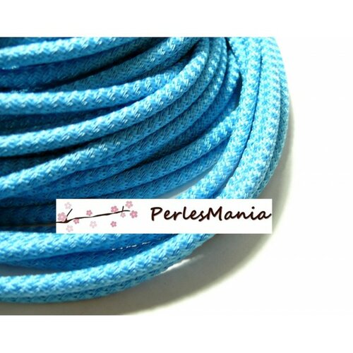 1 mètre de cordon corde tressee 5mm bleu h11311qualite