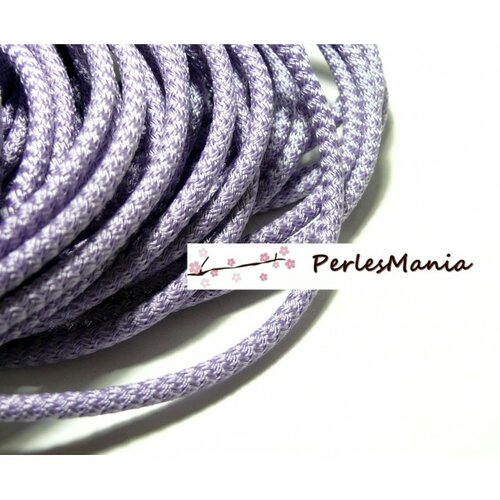 1 mètre de cordon corde tressee 5mm violet h11308 qualite