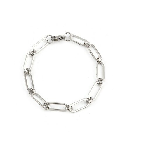 S11694500 pax 1 bracelet 19,2 cm grande maille rectangle en acier inoxydable 304 coloris argent platine