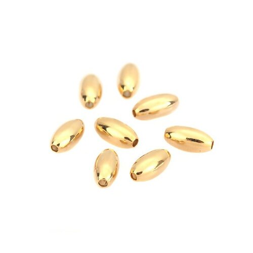 Ps110210546 pax de 10 perles intercalaires oblong 8 par 4mm cuivre plaqué or 18kt
