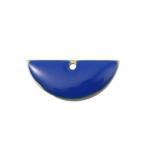 Ps110140797 pax 5 sequins médaillons résine style émaillés biface demi cercle bleu roi 18 par 8mm