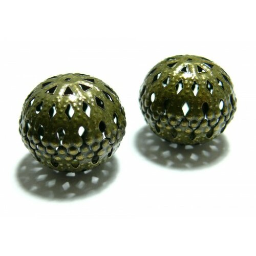 Lot de 10 perles intercalaires arabesque ref p58y 20 par 17mm métal couleur bronze