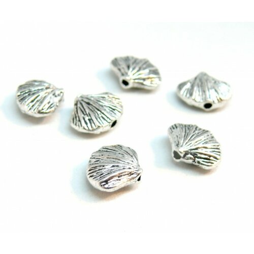 Ps1171642 pax 20 perles intercalaires coquille saint jacques metal couleur argent antique