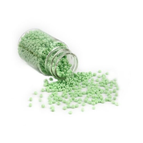 S11706487 pax 1 flacon d'environ 2000 perles de rocaille en verre vert pastel 2mm 30gr.