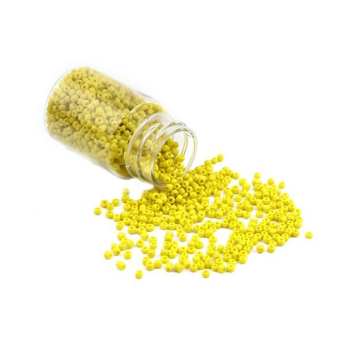 S11706476 pax 1 flacon d'environ 2000 perles de rocaille en verre jaune 2mm 30gr.