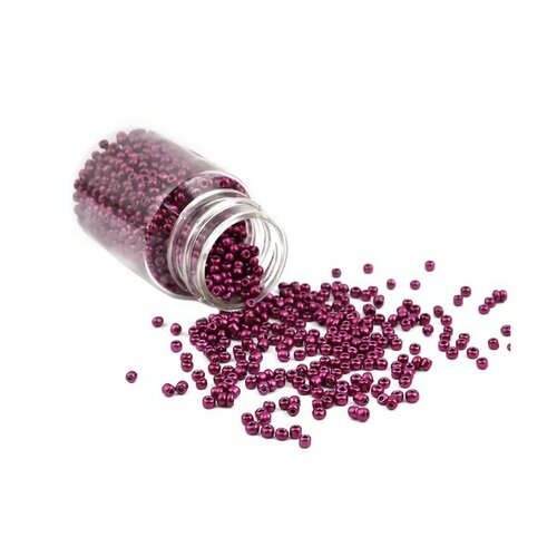 S11706501 pax 1 flacon d'environ 2000 perles de rocaille en verre violet metalisé 2mm 30gr.