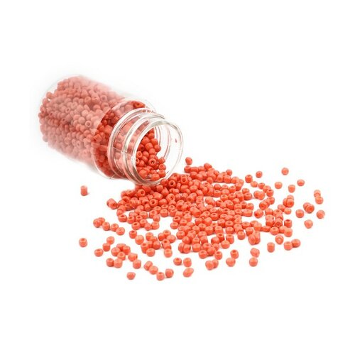 S11706499 pax 1 flacon d'environ 2000 perles de rocaille en verre rose saumon 2mm 30gr.
