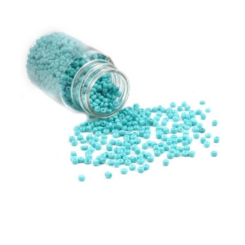 S11706495 pax 1 flacon d'environ 2000 perles de rocaille en verre bleu ciel 2mm 30gr.