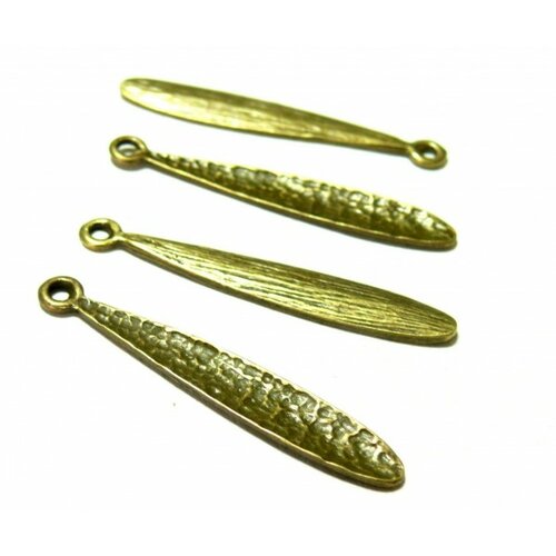 Ps1162873 pax 10 pendentifs goutte 39mm martelée metal couleur bronze