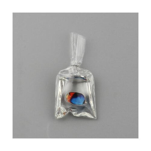Ps11715132 pax 2 pendentifs poisson aquarium dans sachet 50mm avec attache coloris argent