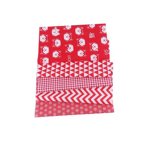 Ps11039574 pax de 5 coupons de tissu 100% coton 20 x 25 cm tissu motifs japonisant