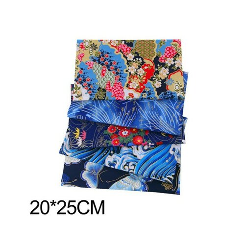 Ps11039578 pax de 5 coupons de tissu 100% coton 20 x 25 cm tissu motifs japonisant