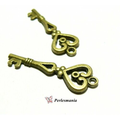 10 pendentifs clé travaillées 2d1751 bronze fournitures pour bijoux