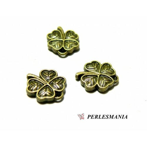 10 pendentifs trèfles 3d ref 209 bronze fournitures pour bijoux