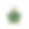 Ps11712558 pax de 10 pendentifs fleur de sakura 9mm style emaillé vert sur metal doré