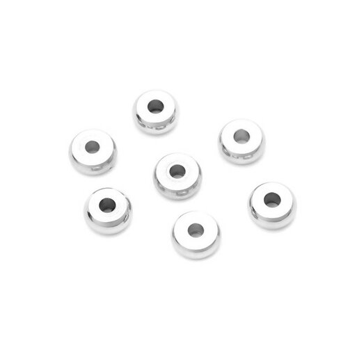 Ps110212404 pax 10 perles intercalaires rondelles 5mm en acier inoxydable 304 coloris argent pour bijoux raffinés