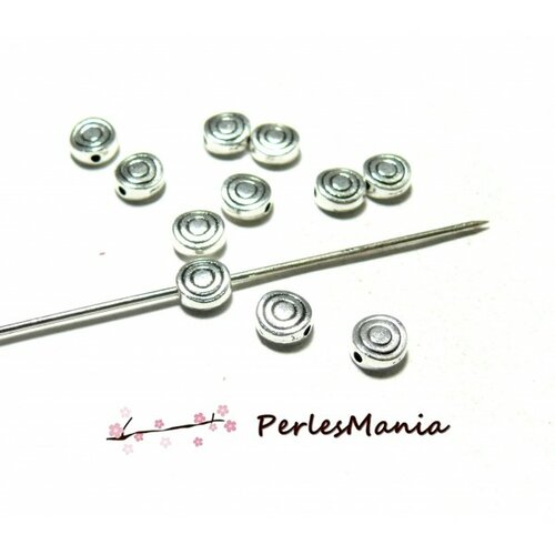 Bu131204103439 pax 50 perles intercalaires rondes plates spirales metal couleur argent antique