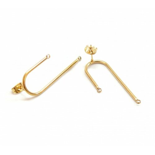 H11s079143b pax: 4 boucle d'oreille puce géométrique avec double attache en acier inoxydable 304 coloris doré