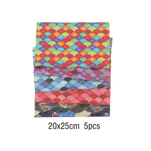 Ps11709831 pax de 5 coupons de tissu - 100% coton - 20 x 25 cm - tissu motifs japonisant