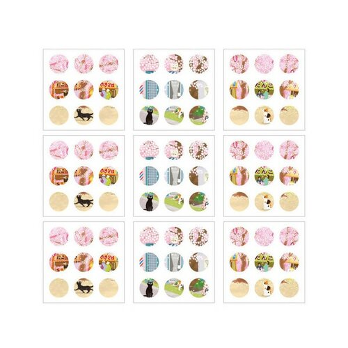 S11681228 pax 9 feuilles de 9 stickers ronds - esprit japonisant