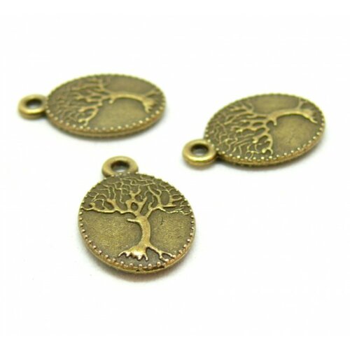 Ps11711582 pax 10 pendentifs - breloque - médaillon - arbre ovale 18 par 12 mm - metal coloris bronze