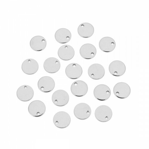 Bu11201201113825 pax 10 pendentifs medaillon - 20 mm - argenté en acier inoxydable