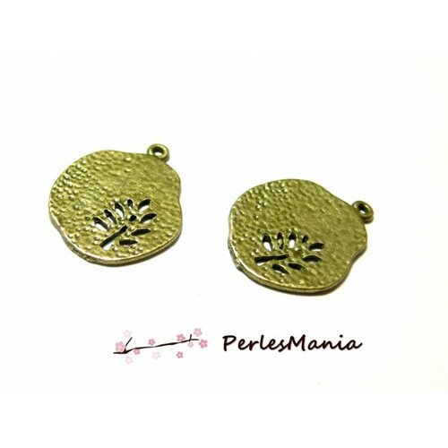 Lot de 10 pendentifs l'arbre stylisé petit modèle métal couleur bronze ob14720