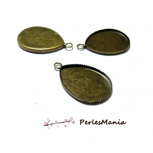 Bn1121804 pax 10 supports de pendentif - goutte plateau 13 par 18mm - metal coloris bronze