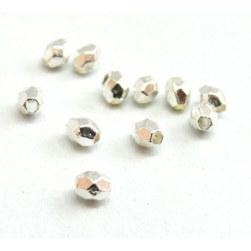 Ps110139561 pax 100 perles intercalaires - facettée 4 par 3mm - métal couleur argent vif