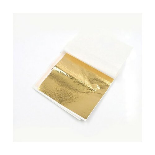S11663288 pax 5 feuilles imitation feuille d'or pour les arts, la création de dorure, la décoration, couleur doré 9 par 9 cm