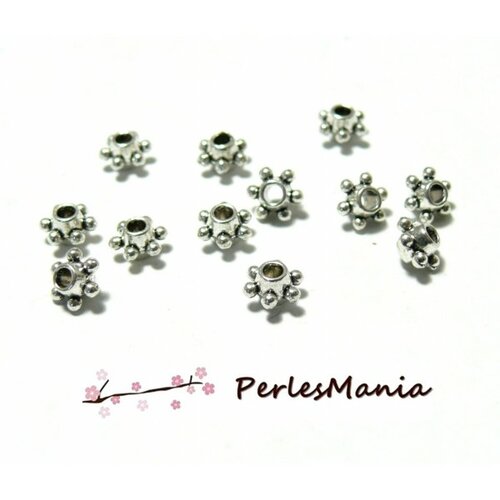 Lot de 40 perles intercalaire - fiction 2n9632 - métal - coloris argent antique