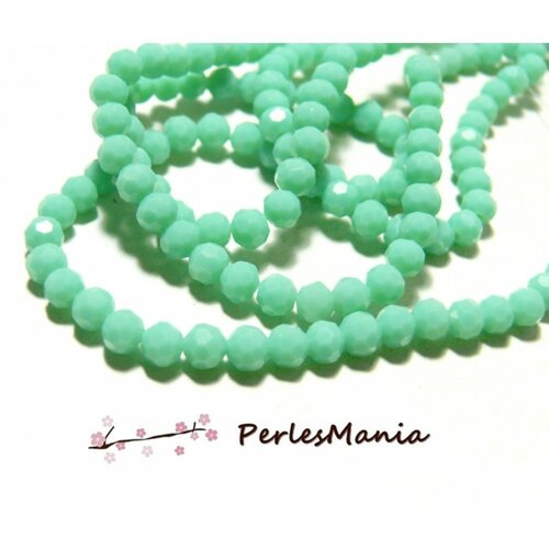 1 fil d'environ 200 perles rondes à facettes en verre 2mm vert pastel h166602i