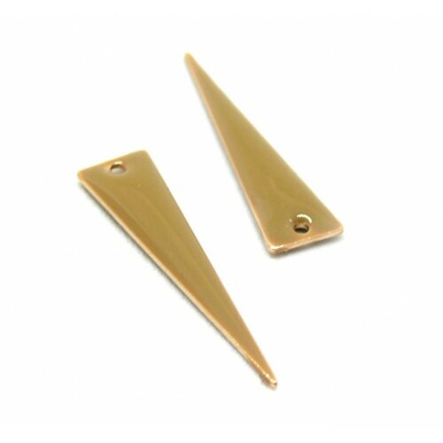 Ps11733907 pax 4 pendentifs style émaillé - triangle long et fin - 28 par 7 mm metal couleur doré