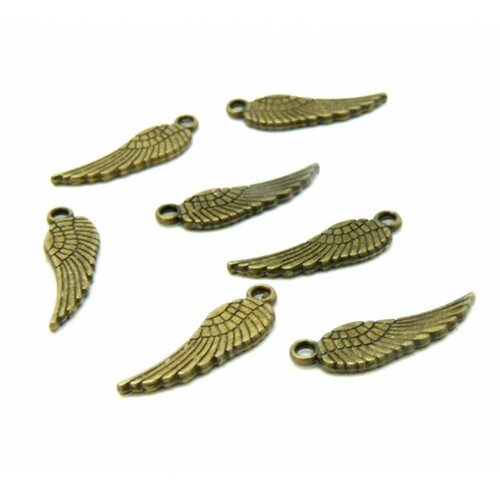 Ps1113366 pax 25 pendentifs - petites plumes 17 par 5 mm - metal couleur bronze