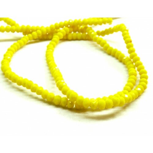 Hr1352 lot 1 fil d'environ 190 perles - rondelles 3 par 2mm - verre facettée - jaune coloris 33