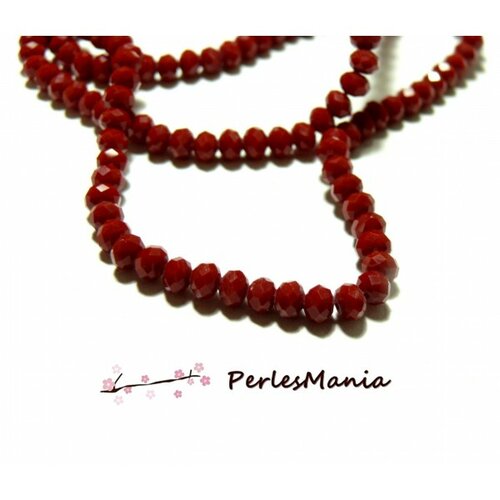 F001 lot 1 fil d'environ 130 perles - rondelles - verre facettée - rouge foncé 3.5 par 2.5mm coloris 18