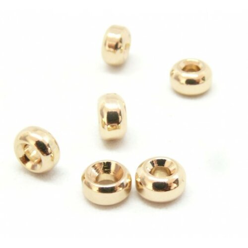 Ps1161798 pax 10 perles intercalaires rondelles 5 par 3 mm cuivre plaqué or 14kt