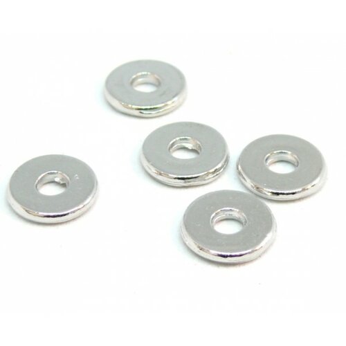 Ps110202869 pax 50 perles intercalaires - rondelles 6 par 1,5 mm - métal couleur argent platine